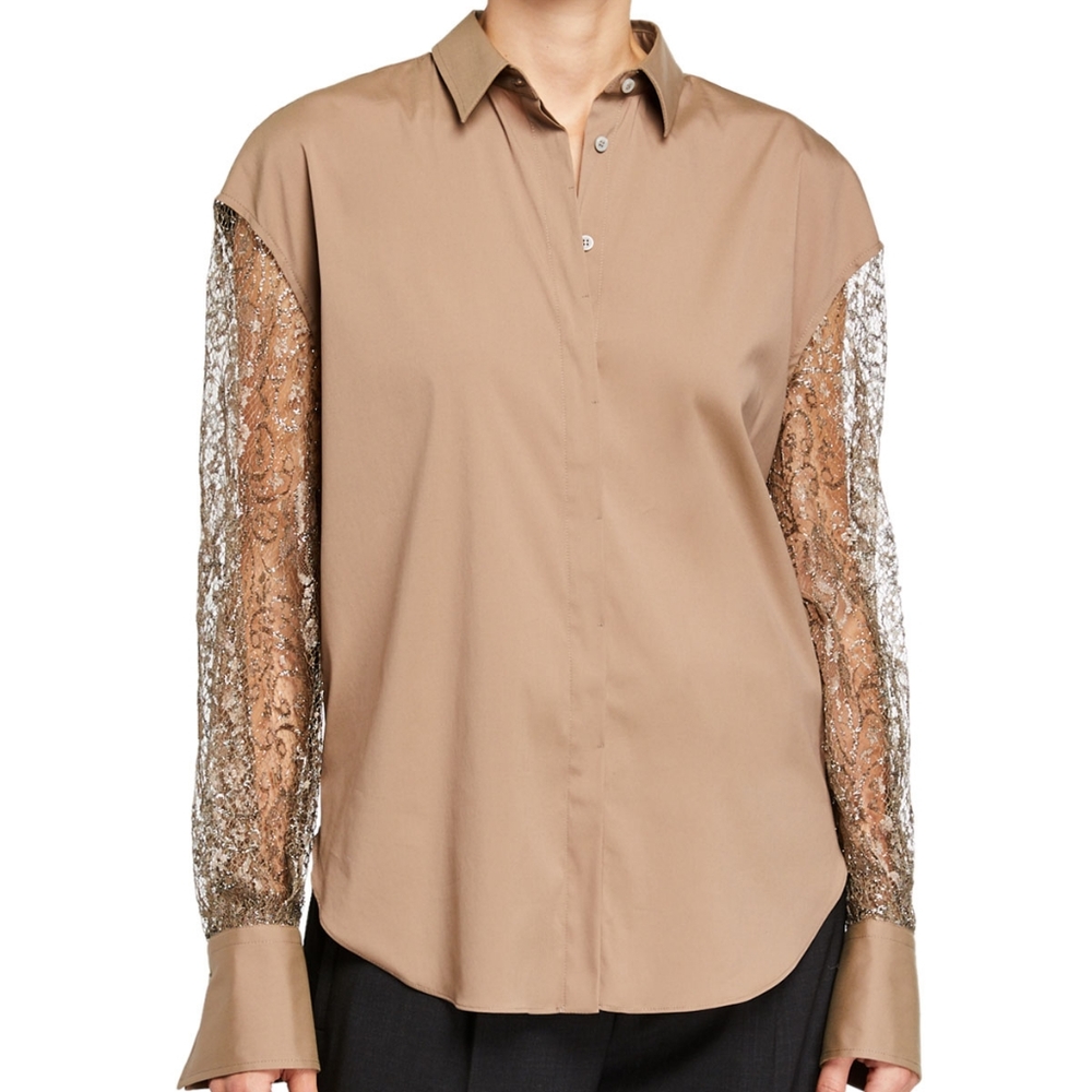 Brunello Cucinelli Metallic Button-Down Shirt.